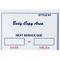 Non-Personalized Static Cling Vehicle Service Record System - Style 1